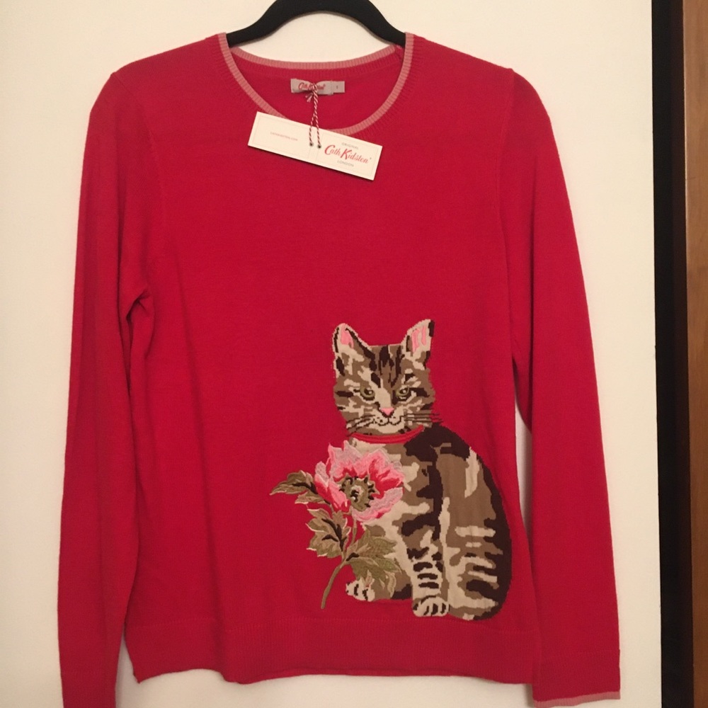 NWT Cath Kidston Cat and Flowers Jumper (sweater)